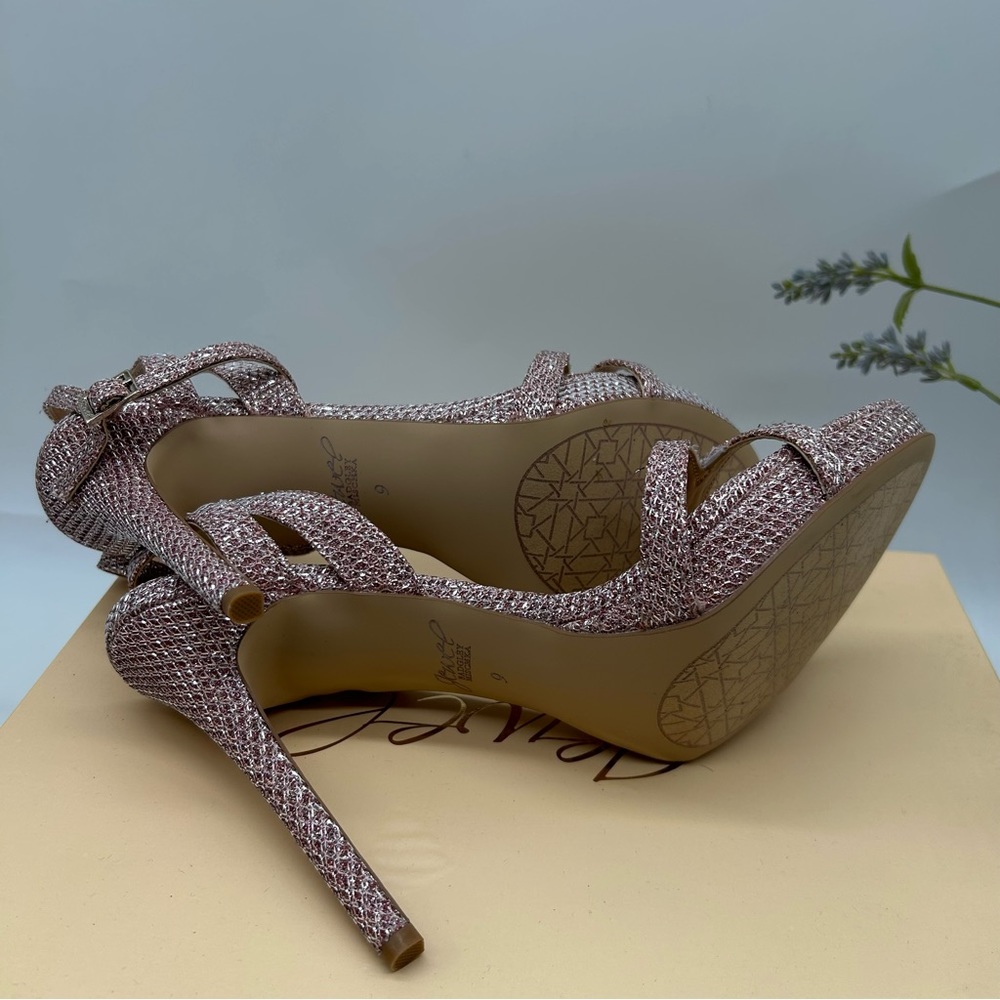 Jewel Badgley Mischka Arianna Platform Stiletto Evening Sandals rose gold size 9 - Picture 4 of 7